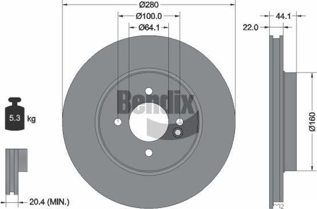 BENDIX Braking BDS1104HC Bremsscheibe OE 34116858651 kompatibel mit Mini, Clubman, Clubvan, Mini Roadster