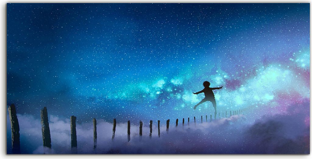 Coloray Canvas 100x50 Wandbild Leinwand Bilder Junge der auf Holzstäben balanciert