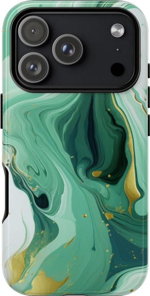 Grün-goldenes Marmorwirbel-Design – Hülle Kompatibel mit iPhone 17 Pro