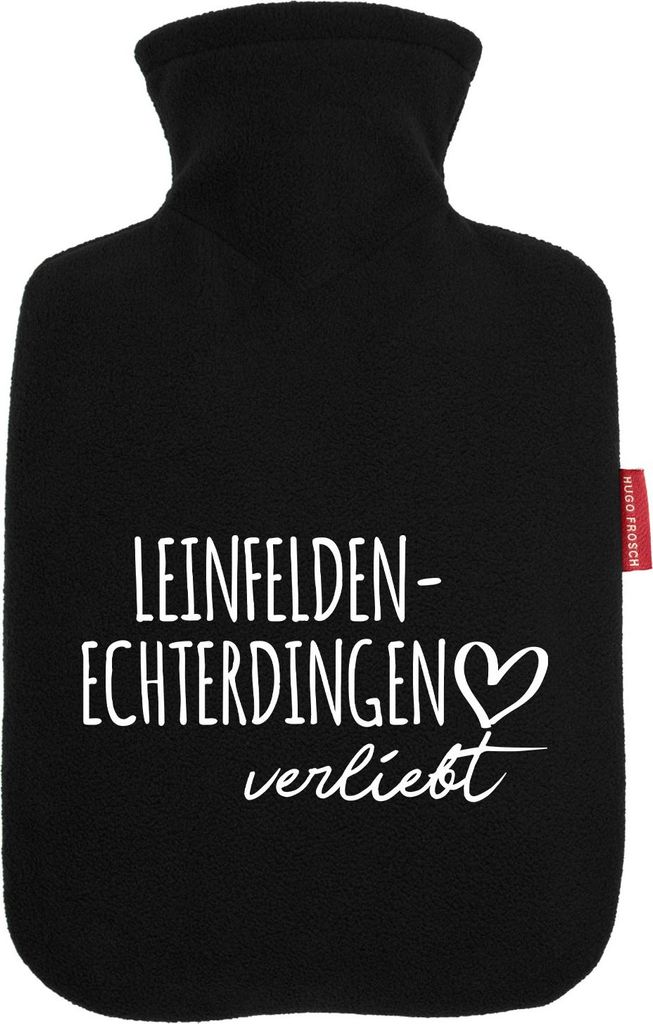 Huuraa Wärmflasche Leinfelden-Echterdingen verliebt 1,8 Liter Black Classic Veloursbezug Bettflasche Geschenkidee