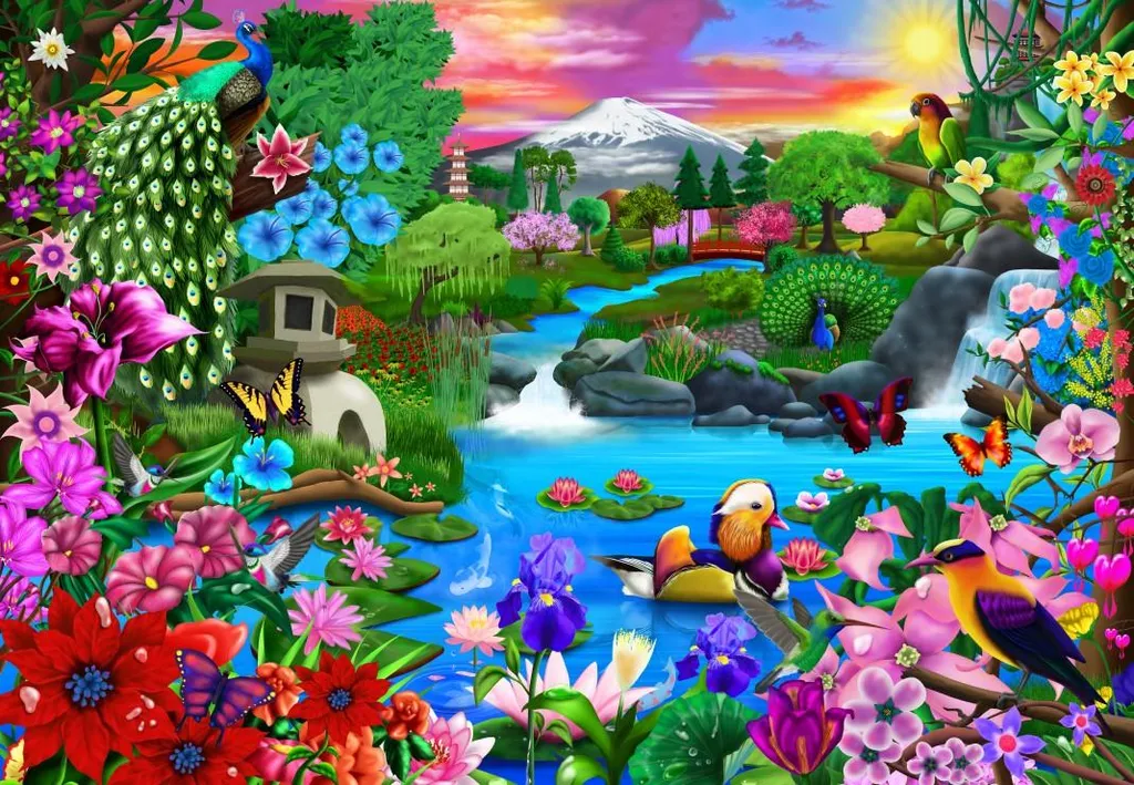 Puzzle 1000 pièces Oriental Paradise Bluebird - Ne perdez plus le fil