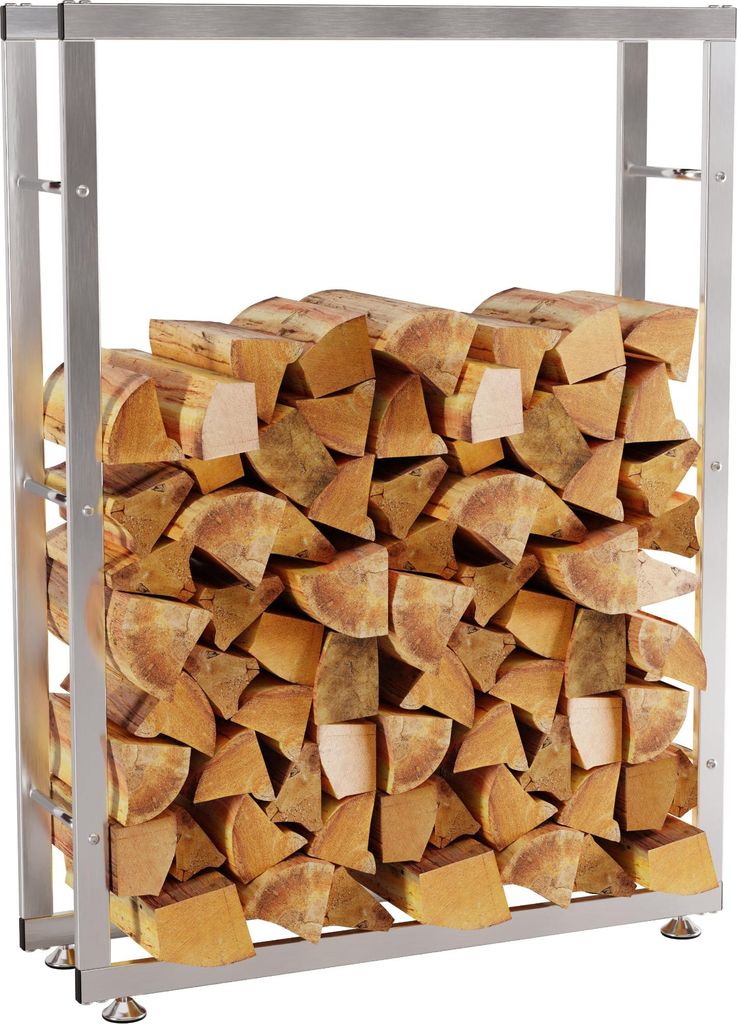 Support de bois de cheminée Keri V2 25x80x150 cm inox Image du produit 