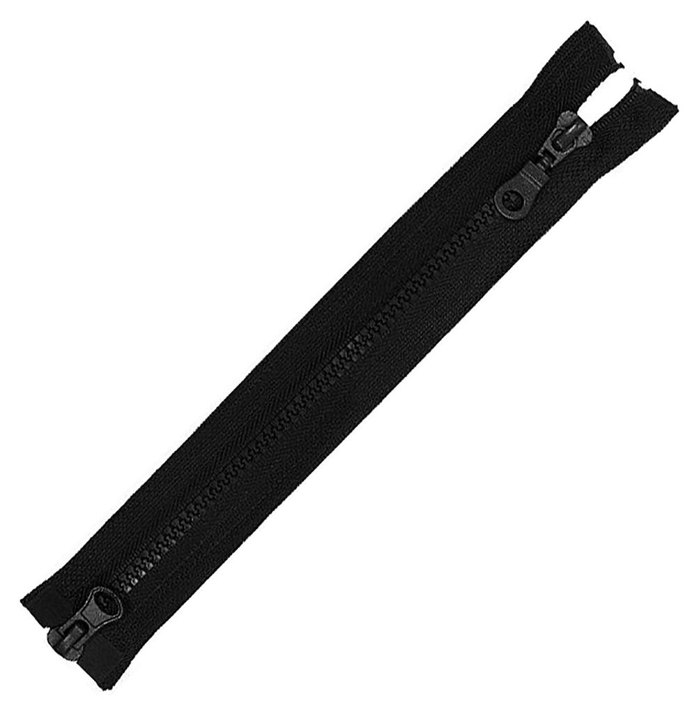2-Wege Reißverschluss Profil 5mm teilbar für Mäntel Jacken schwarz 65cm