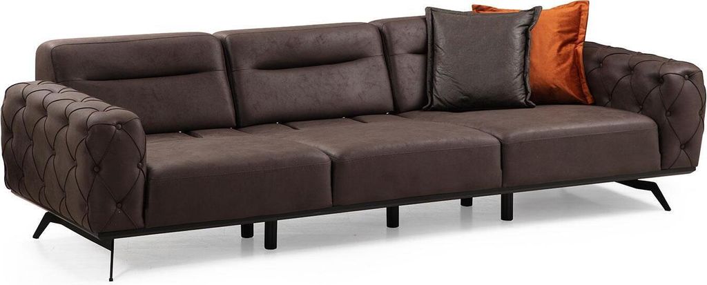 Chesterfield Viersitzer Couch Braun Sofa 4 Sitz Stoffsofa JVmoebel