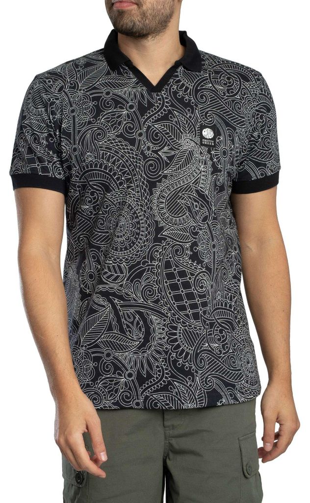 Pretty Green Resonance Linear Poloshirt, Schwarz M