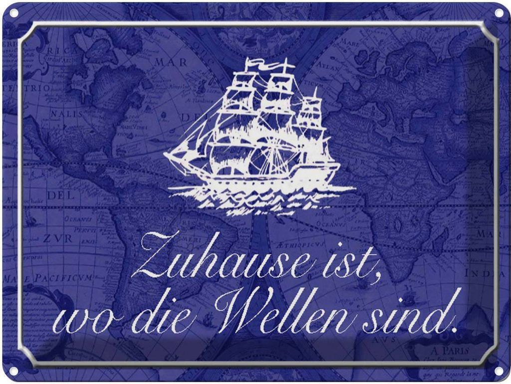 vianmo Blechschild 30x40 cm Zuhause wo die Wellen Seemann Spruch Zitat