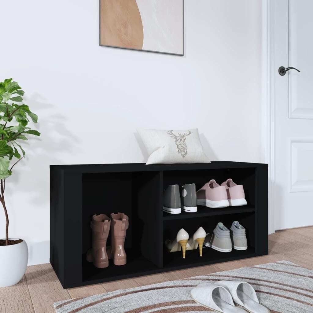 The Living Store Schuhregal Schwarz 100x35x45 cm Holzwerkstoff