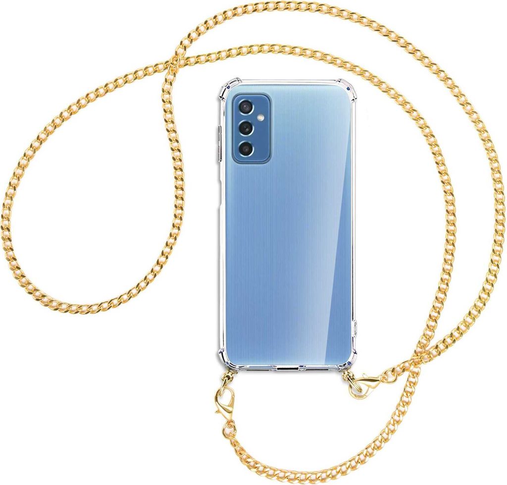 Handykette Backcover-Schutzhülle mit Band (Metall goldfarben) für Samsung Galaxy M52 5G (M526) - goldfarbene Kette