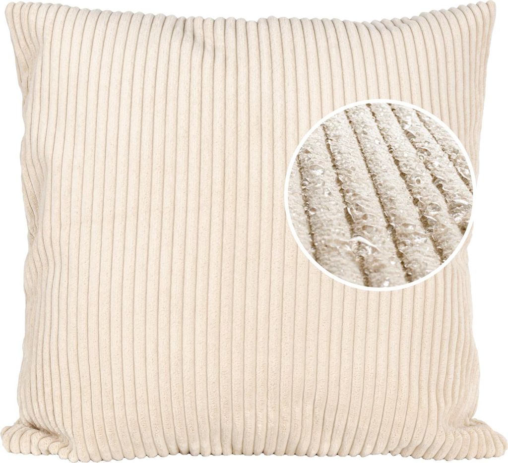 Dekokissen 50x50cm Kissenhülle mit Reißverschluss Sofakissen ohne Füllung Einfarbig Cordsamt Creme