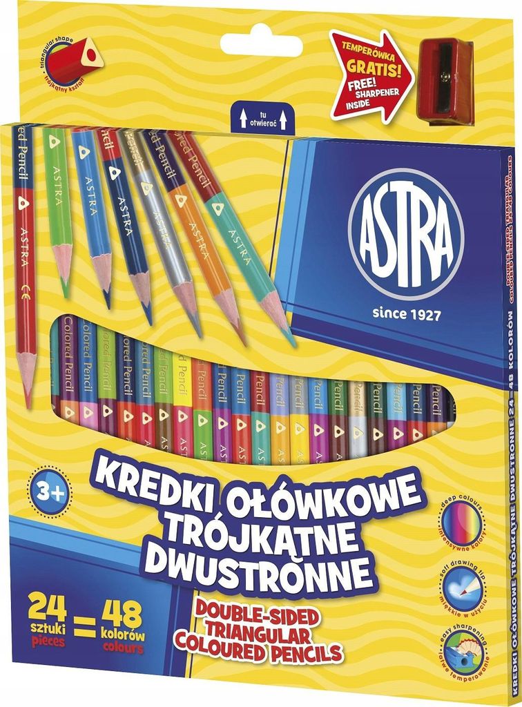 Crayons de couleur 24/48 couleurs triangulaires Astra 1181 Image du produit 