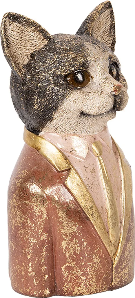 Statue Décorative Chat Marron 23 cm - Objet Déco Animalier Original
