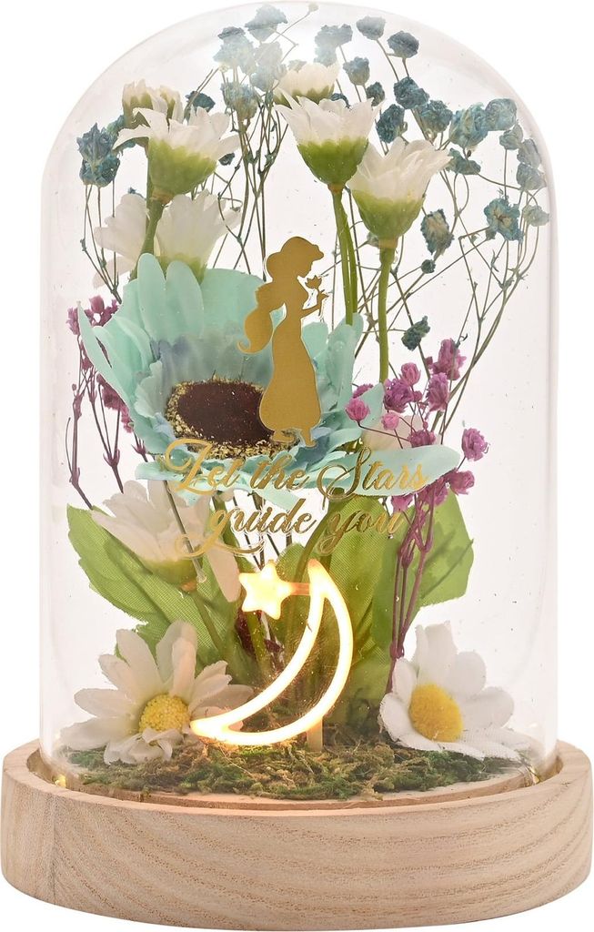 Disney Princess Jasmine Blumen in einer Clonche mit Neonlicht