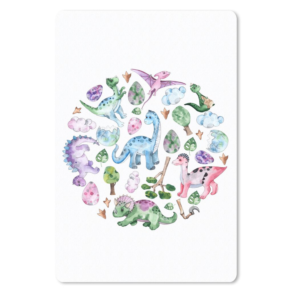 MuchoWow Mauspad Mousepad Dinosaurier - Muster - Kinderzimmer - Mädchen - Kinder - Rosa - Kind 18x27 cm - Mousepads - Maus Mat - Pad - Mausunter...