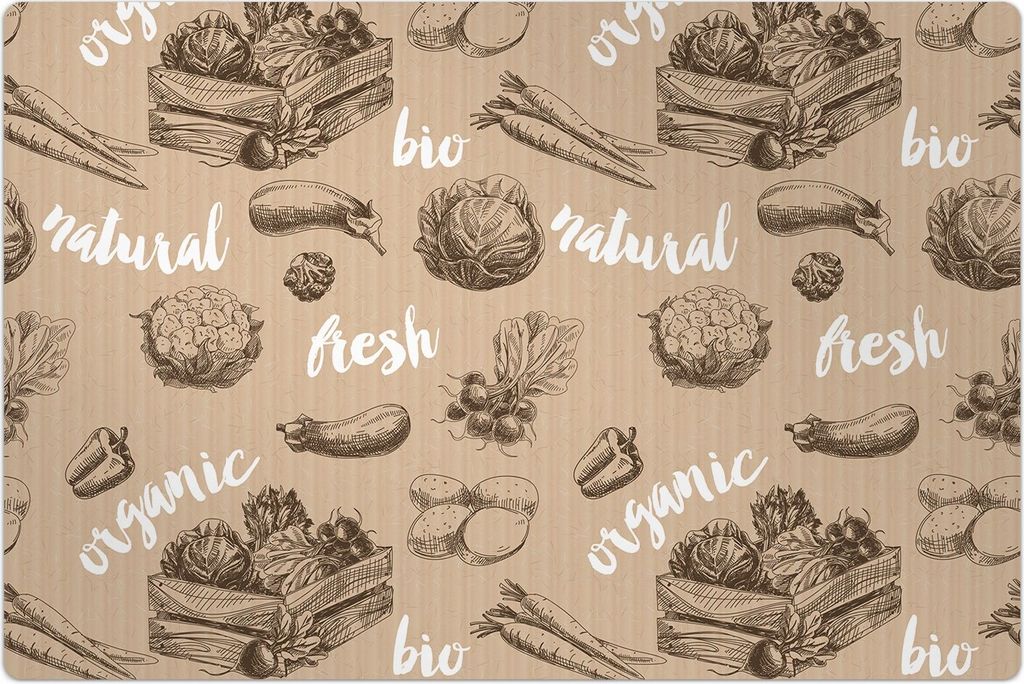 Küchenmatte 80x120 cm Vinylmatte Bodenmatte Dekoration - Gemüse retro Essen