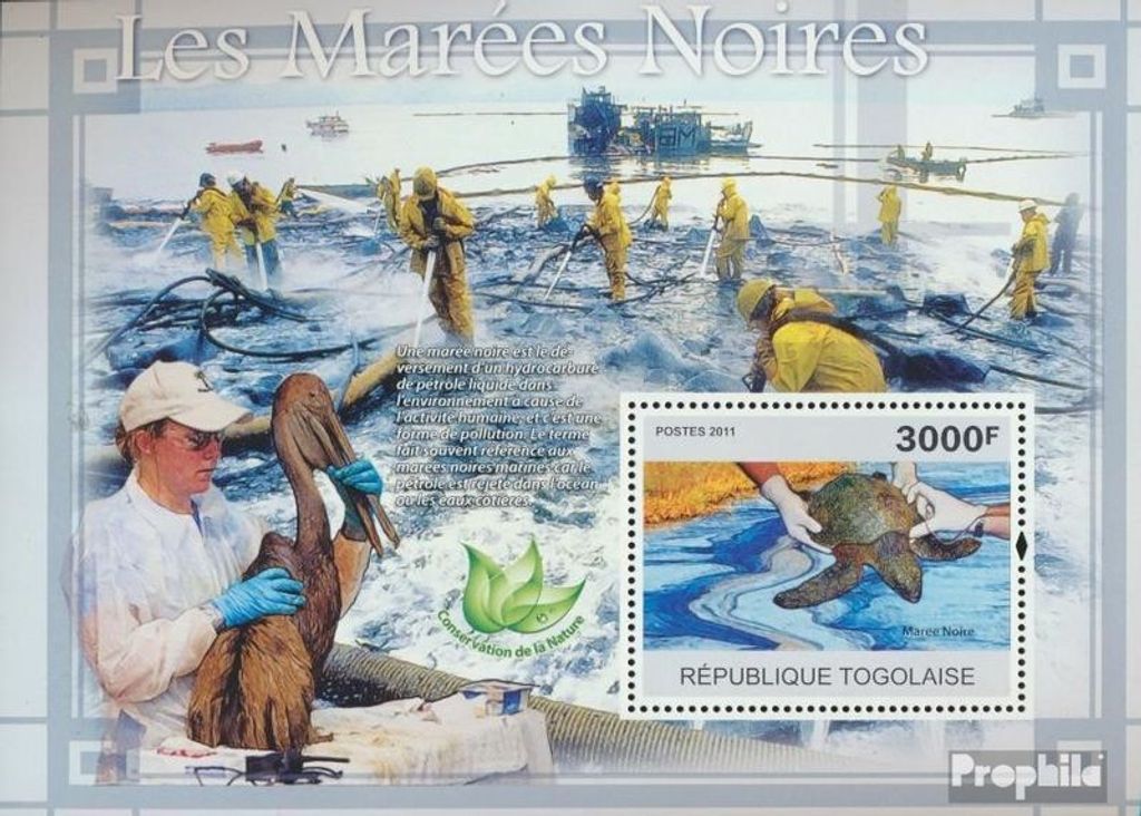 Briefmarken Togo 2011 Mi Block 582 (kompl. Ausgabe) postfrisch Ölverschmutzungen, Tiere und Vögel