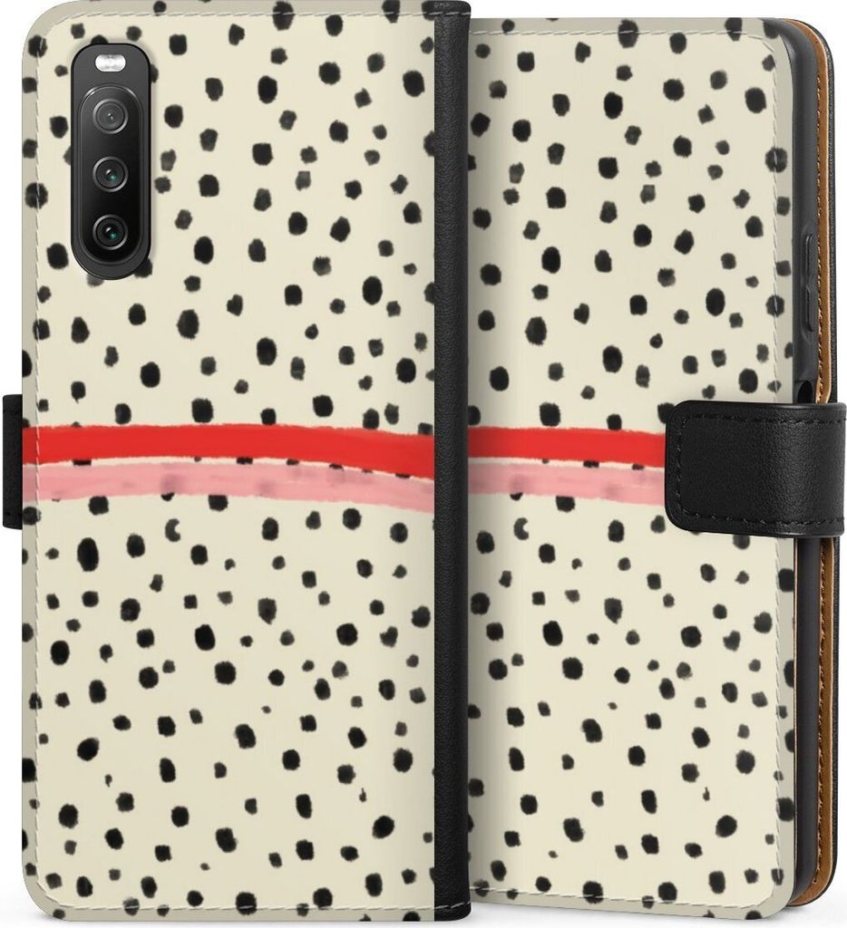 DeinDesign Klapphülle für Sony Xperia 10 IV Handytasche Lederhülle Tasche Kunst Punkte Streifen