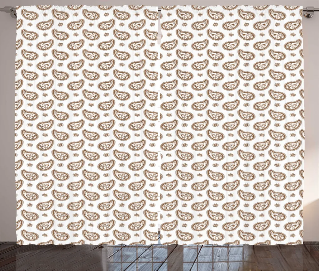 Rideau Damas Sun Caramel et Blanc à Boucles Style Rustique 280x225 cm