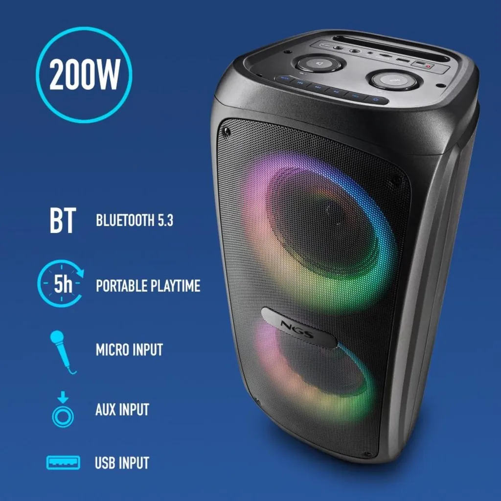 NGS Wild Temper Enceinte Bluetooth Portable 200W Noire sans Fil - 6