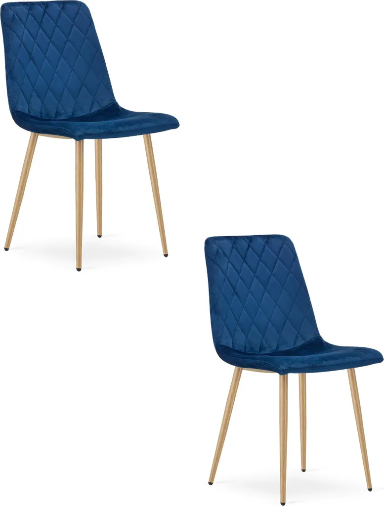 TURIN sedia imbottita blu navy 2 pezzi velluto per cucina sala da pranzo