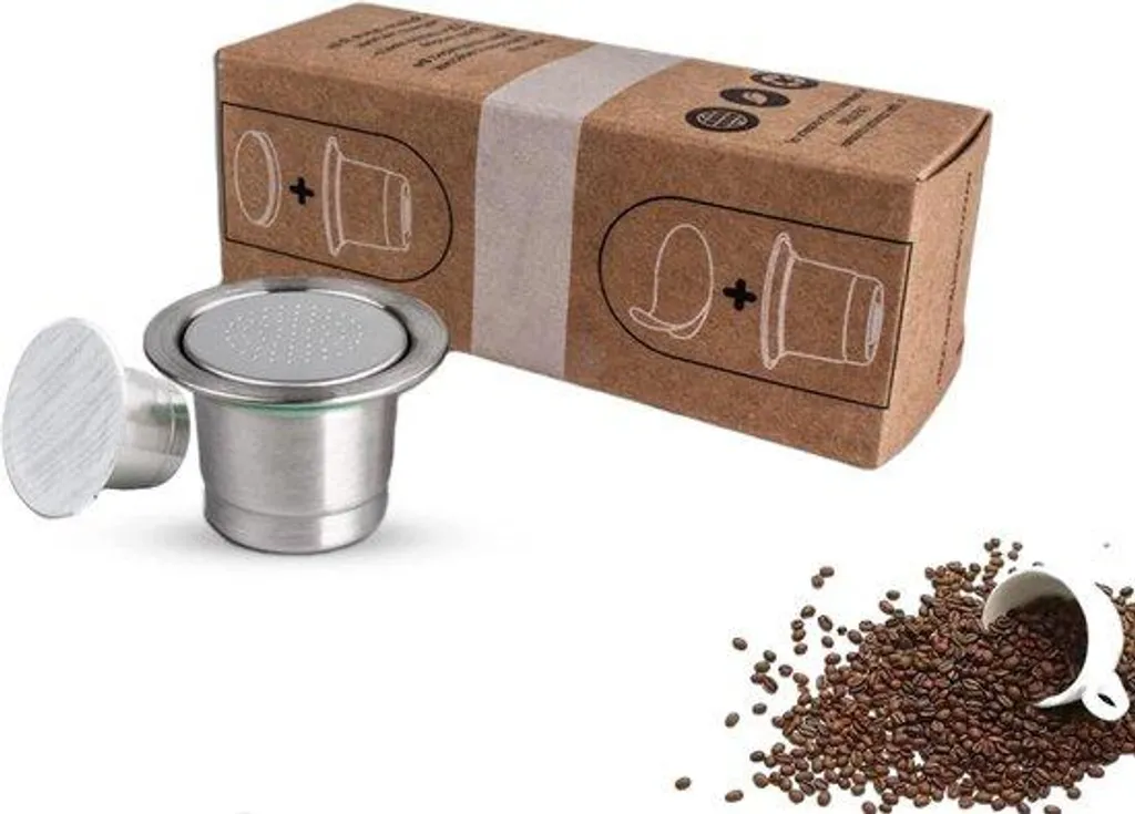 Dosette rechargeable inox compatible Nespresso kit complet 2 capsules