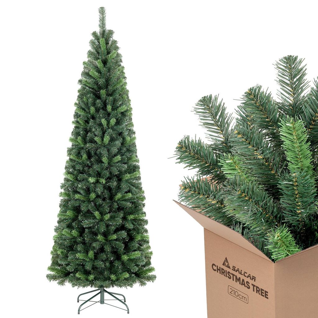 Salcar Bleistift Weihnachtsbaum 210 cm Künstlicher Tannenbaum Schmal Christbaum Slim