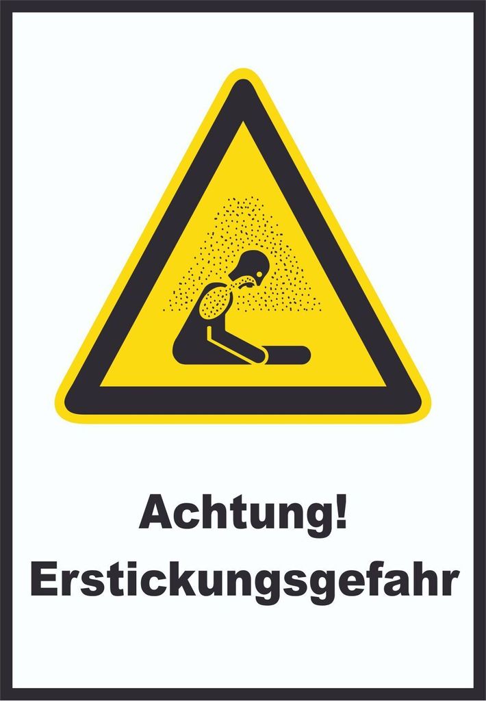 Achtung Erstickungsgefahr A6 Rückseite selbstklebend Schild
