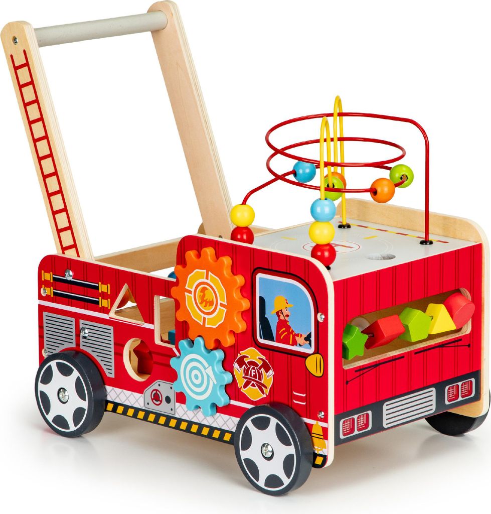 Poussoir éducatif en bois avec blocs pour enfants - Image du produit 