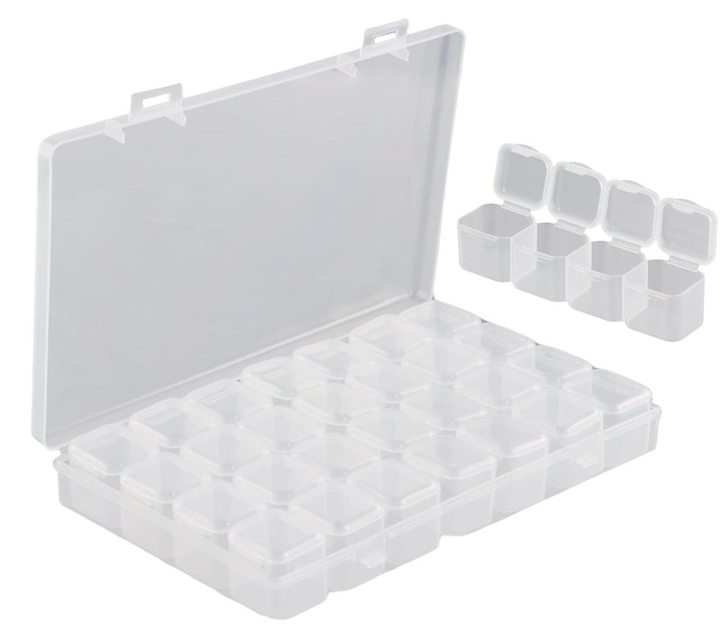 Aufbewahrungsbox für Perlen mit 28 Fächern, Sortierboxen für Kleinteile, Organizer für Nagelkunst, Aufbewahrungsbox für Diamantmalerei, transp...