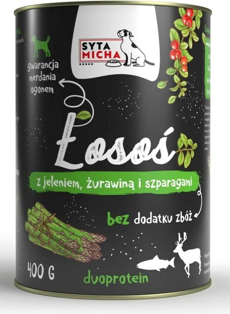 SYTA MICHA Lachs mit Hirsch, Cranberries, Spargel Hunde-Nassfutter 400g