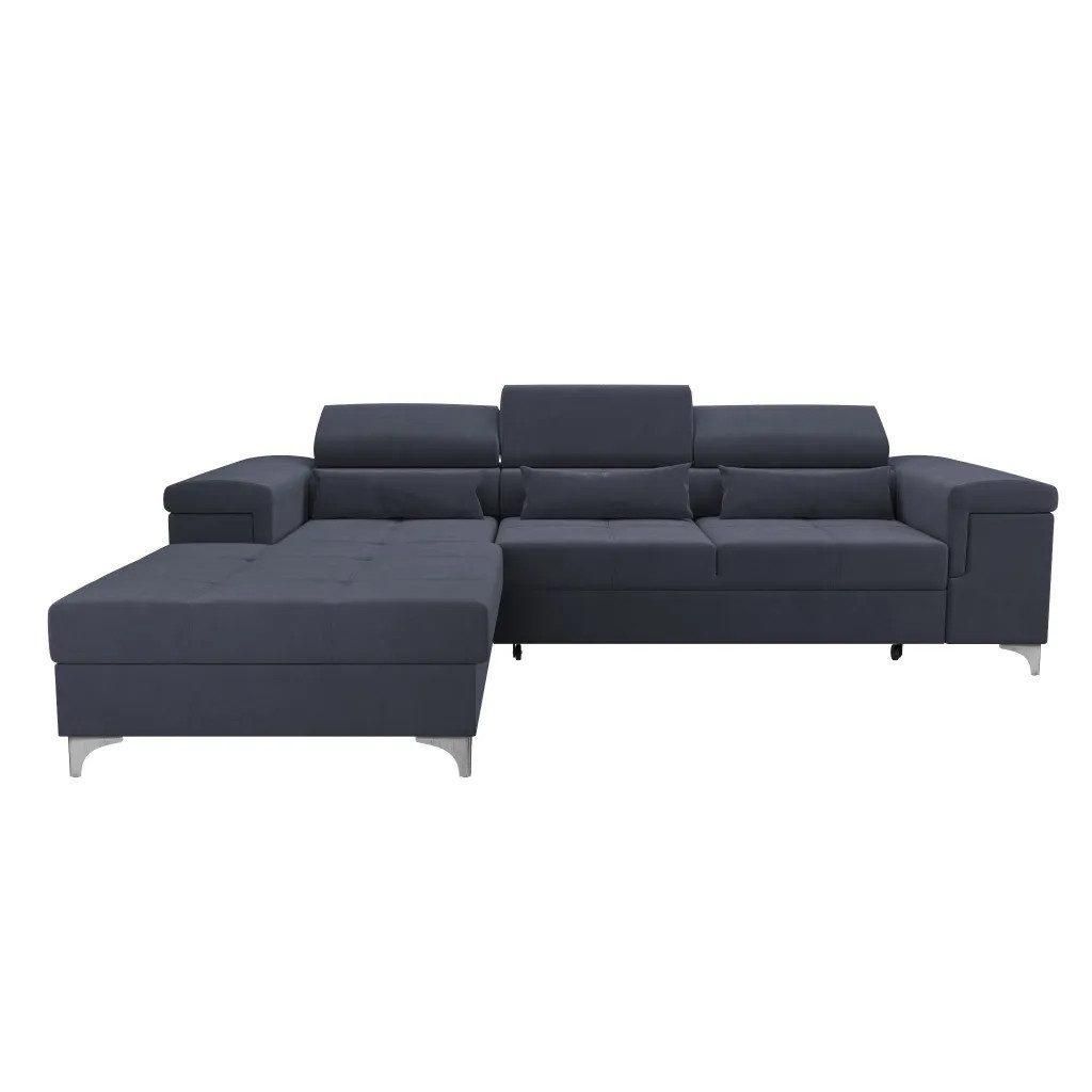 NEXT COLLECTION Ecksofa Harry hohe Metallfüße, elegante Nähte, T30-Schaum + gewellte Feder, verstellbare Kopfstützen, Stahl, Links