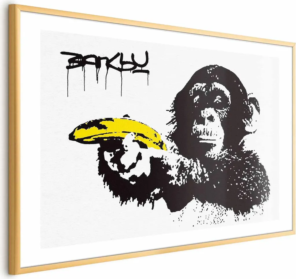 Poster d'Autore Pistola Banana 60x40 cm | Cornice Oro Margine Bianco