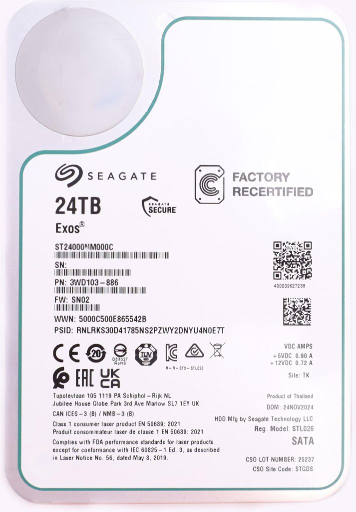 Exos 24 TB Generalüberholt (SATA 6 Gb/s, 3,5")