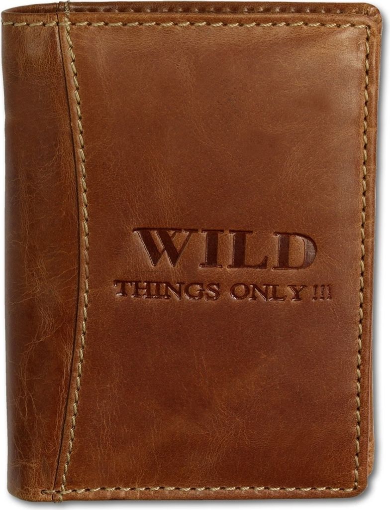 Wild Things Only Reißverschluss Druckknopf Portemonnaie braun Leder OPJ100O