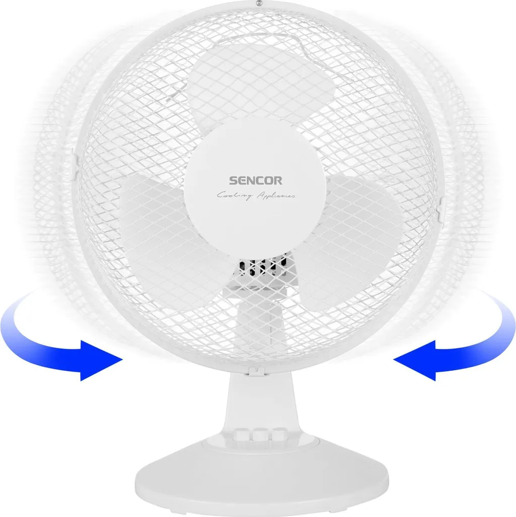 Ventilateur de table Sencor SFE 2310WH Blanc Compact avec 2 Vitesses