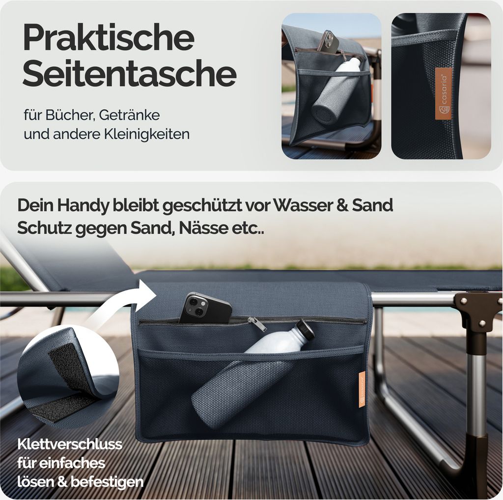 CASARIA® Sonnenliege klappbar Wetterfest mit Dach Produktbild 3
