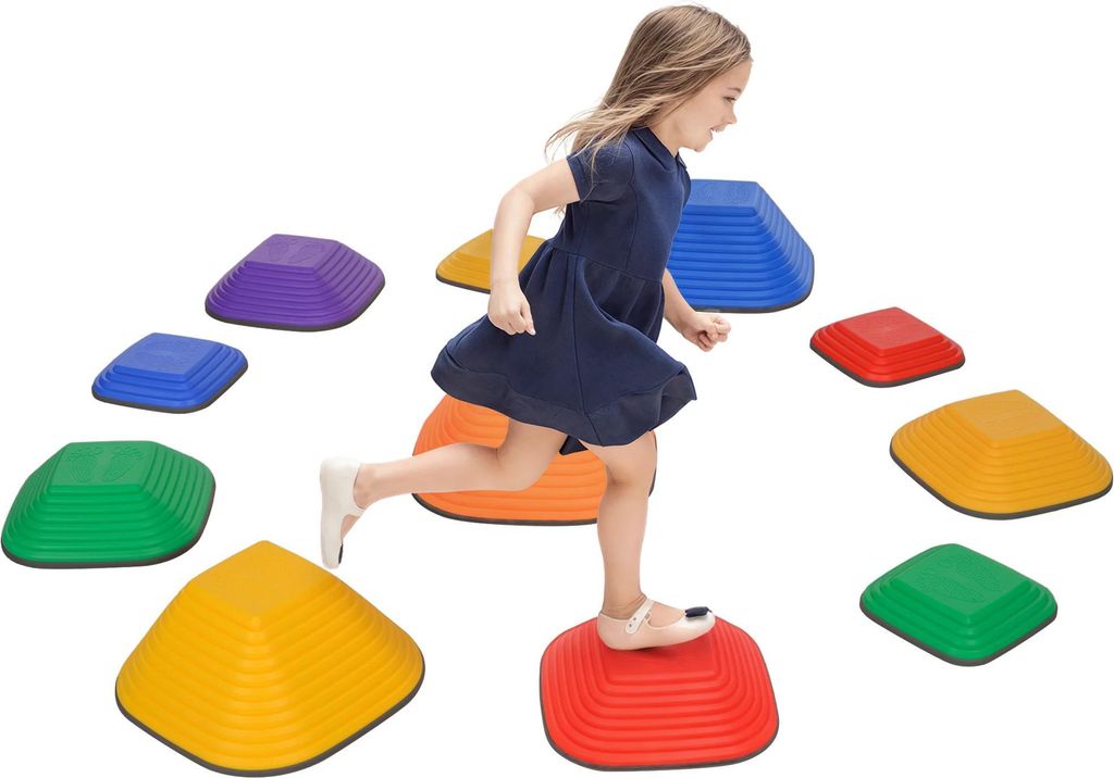 Balanciersteine - Stepping Stones Set - 11-teilig - Stapelbar - Rutschfest - Für drinnen & draußen - Maße 37 x 37 x 19 cm - Ab 14 Jahren