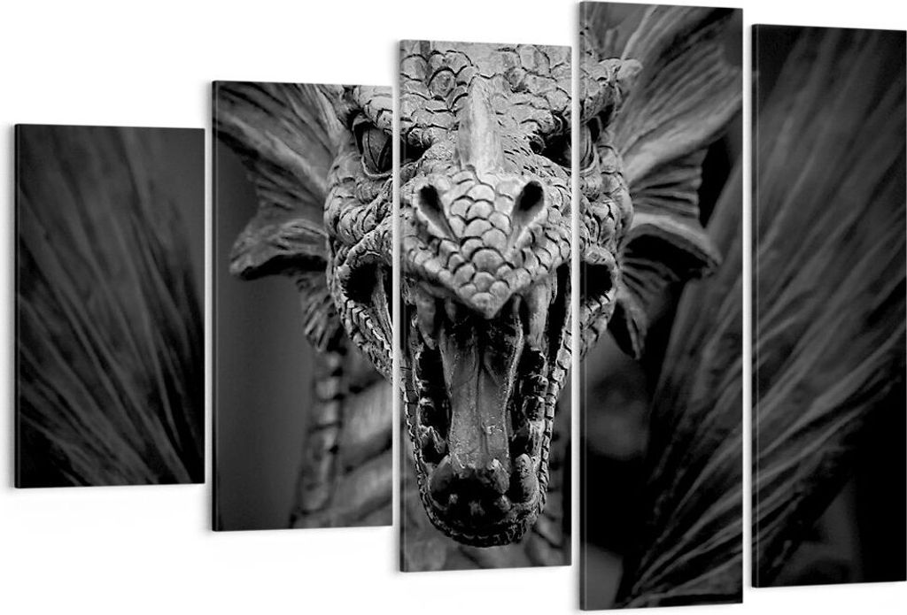 Bild auf Leinwand - Leinwandbild - Drache Kreatur Waage - 150x100cm - Wand Bild - Wanddeko - Leinwanddruck - Bilder - Kunstdruck - Wanddekoration -...