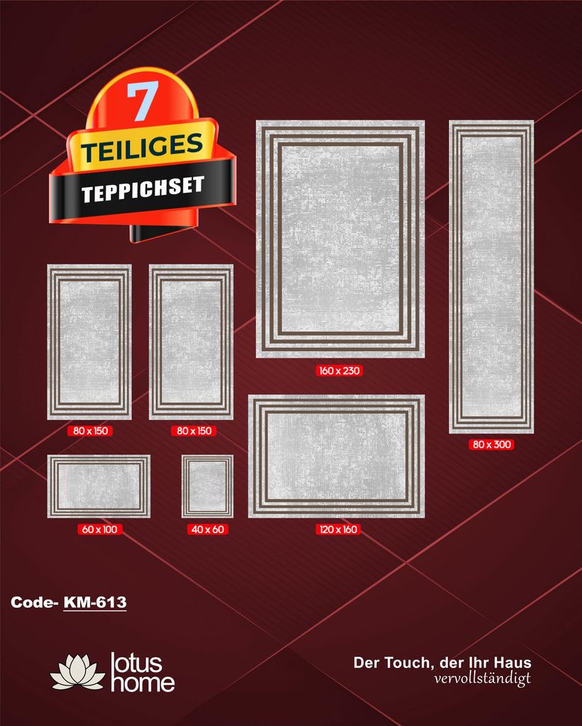 7-teiliges Teppich-Set KM-613. Produktbild 