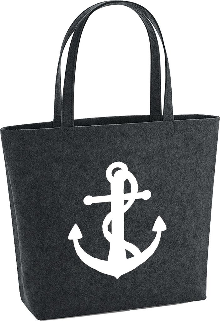 Huuraa Filzshopper Anker Ankor 22 Liter Charcoal Melange Filztasche Geschenkidee