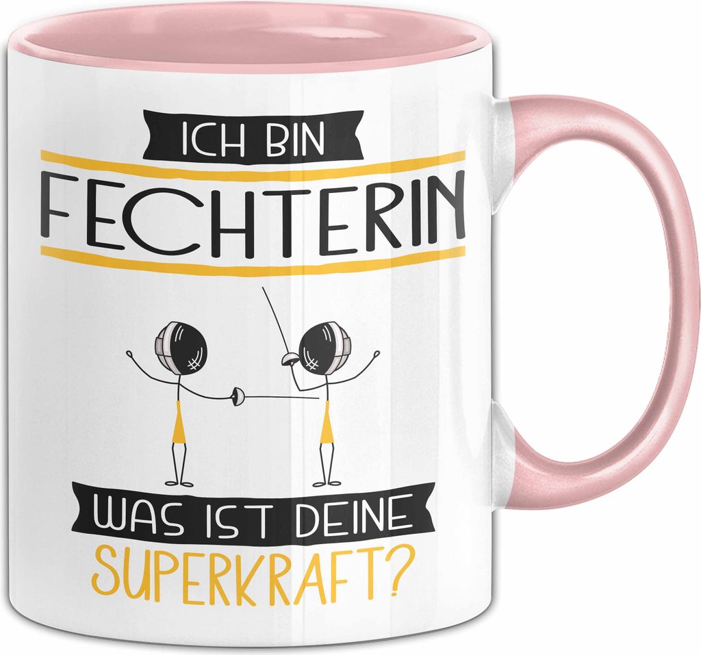Fechterin Geschenk Tasse Ich Bin Fechterin Was Ist Deine Superkraft Geschenkidee Lustig Geburtstag Weihnachten (Rosa)