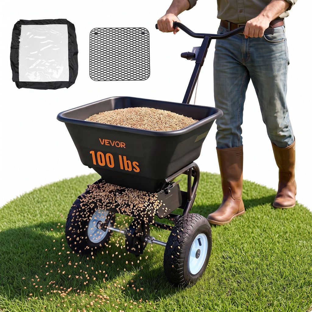 VEVOR, esparcidor de granulados, capacidad de 45 kg, Imagen del producto 