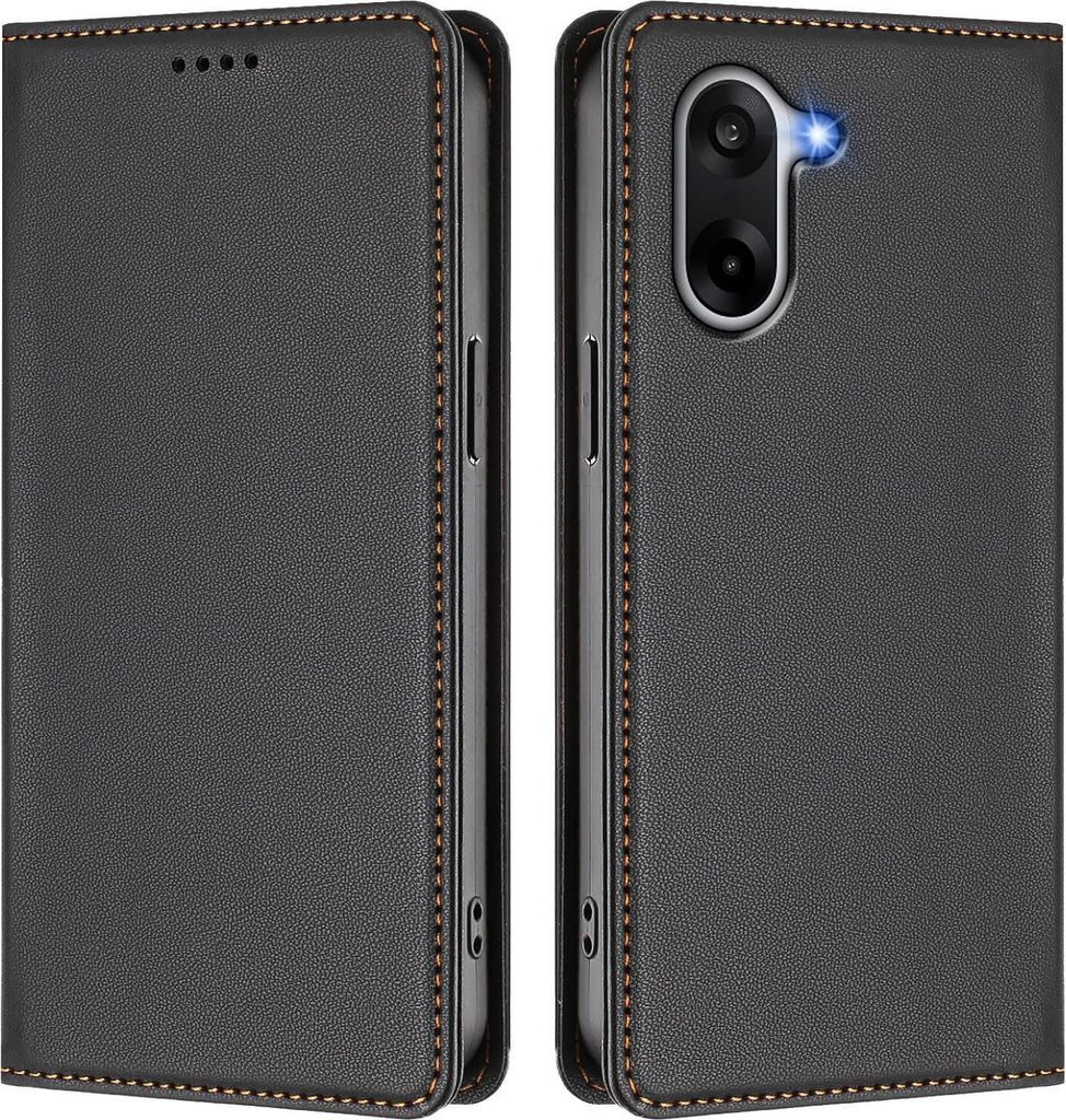 Handyhülle für OnePlus Nord CE5 / Ace 5 Racing, Kunstleder Klapphülle Stoßfeste Magnetische Hülle mit Ständer Schwarz