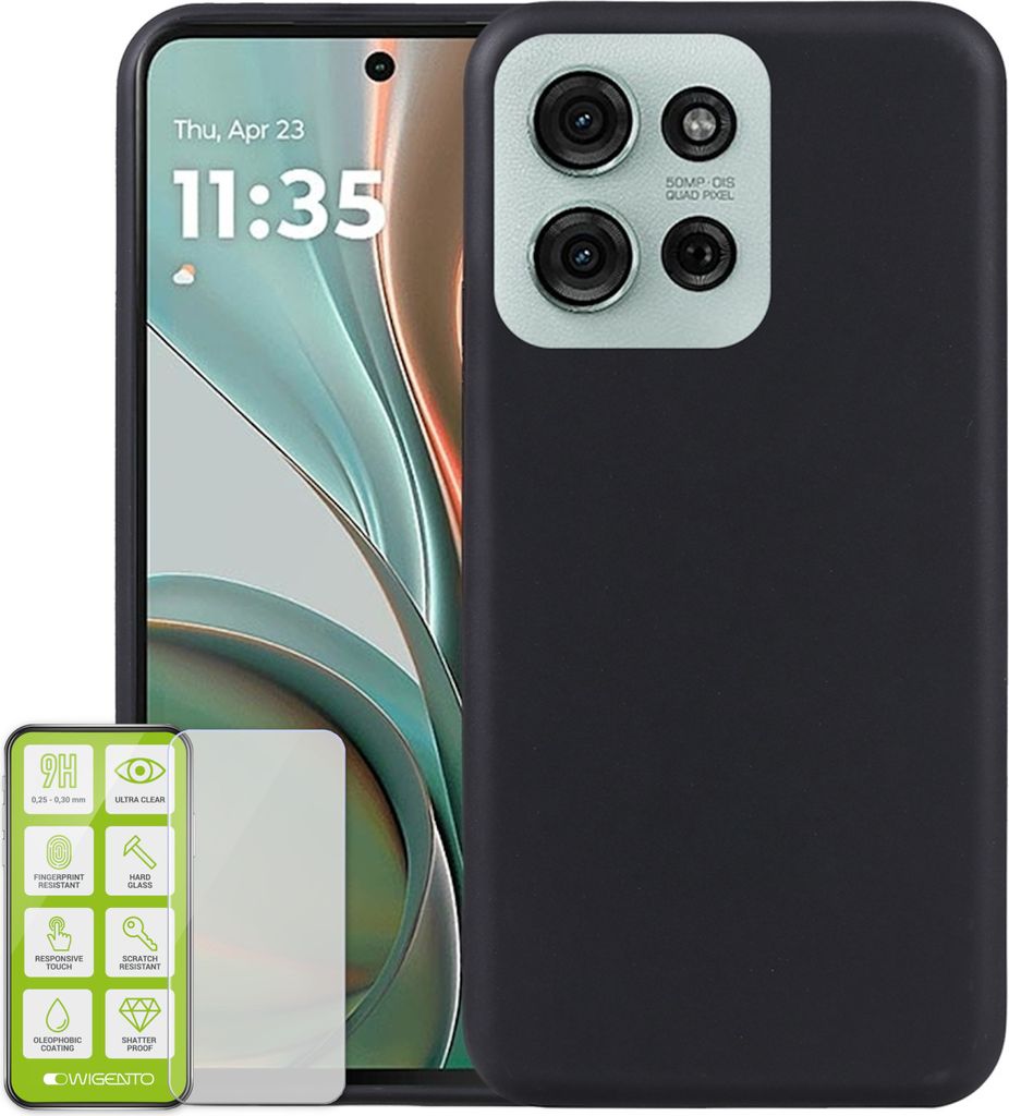 Für Motorola Moto G75 5G Silikon TPU Schutz Hülle Schwarz + Produktbild 