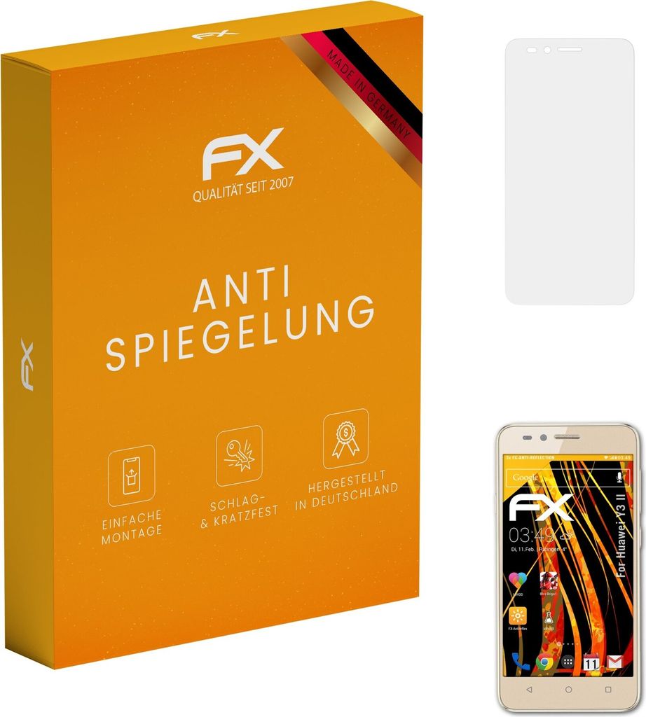 atFoliX FX-Antireflex 3x Schutzfolie kompatibel mit Huawei Y3 II Displayfolie