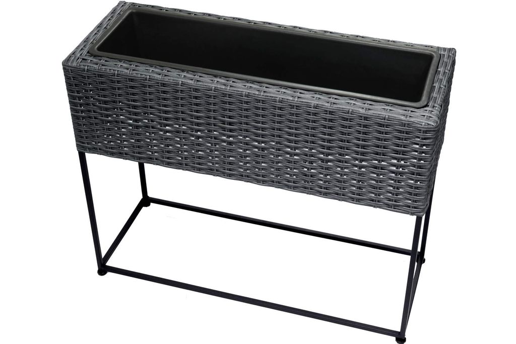 Pflanzkasten 65x24x52 cm Rattan Pflanzkübel grau 613-401072