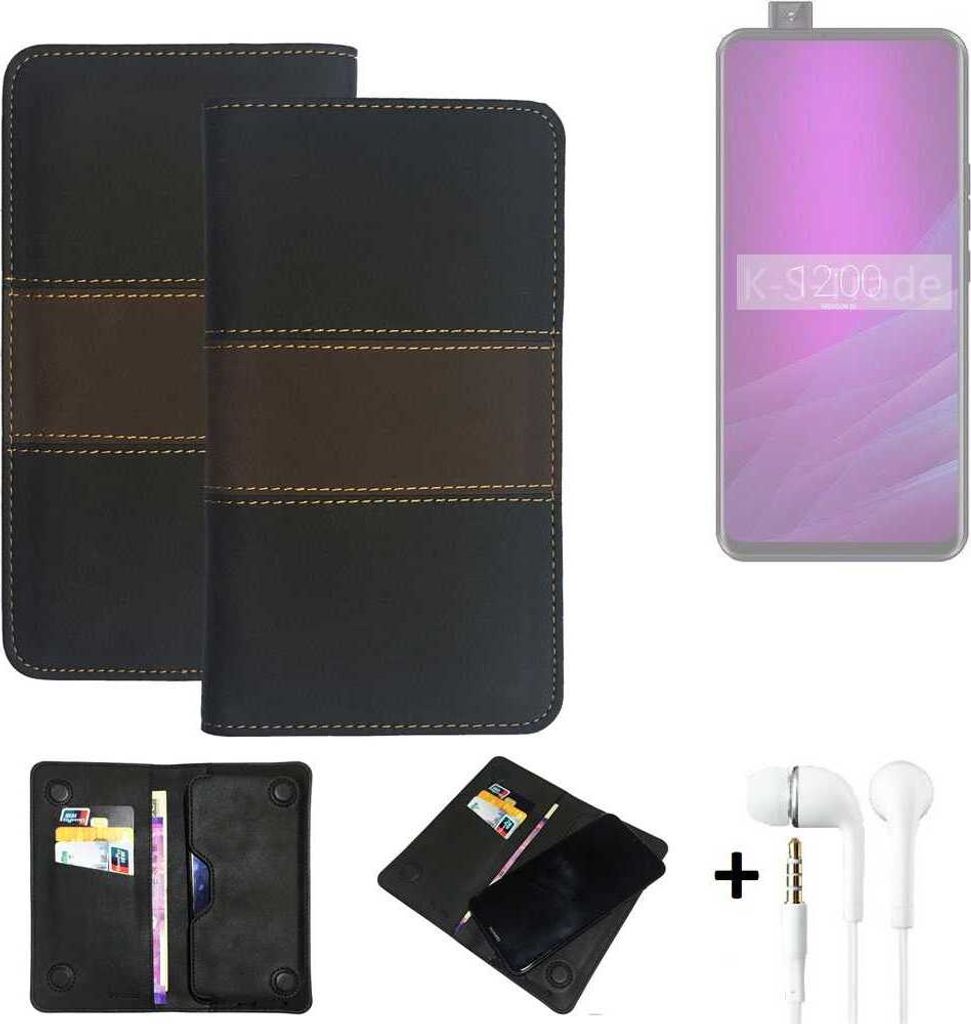 K-S-Trade Handyhülle + Kopfhörer kompatibel mit Allview Soul X6 Xtreme Schutzhülle Walletcase Bookstyle Tasche Schutz Case Hülle Wallet Cover