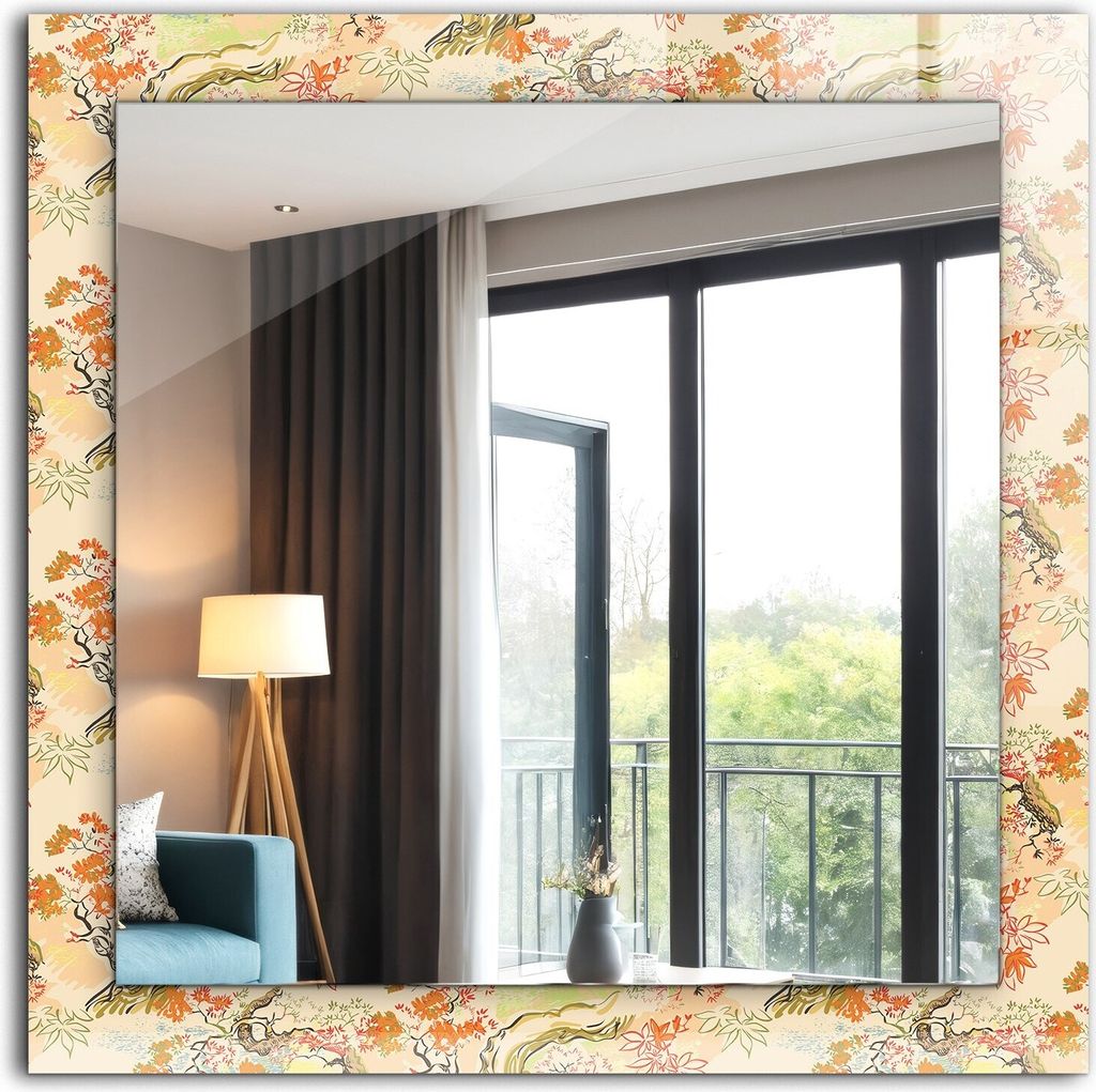 Dekorativer Wandspiegel - Bedruckter Spiegel - Motiv - 60x60 cm - Japanischer Garten