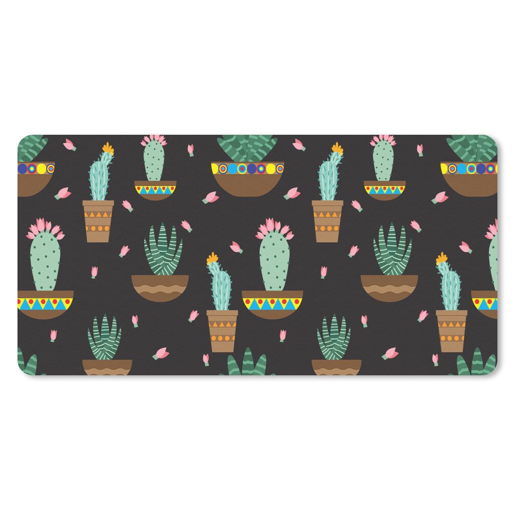 MuchoWow Schreibtischunterlage Kaktus - Muster - Pflanzen 80x40 cm - XXL Mauspad - Gaming Mauspad