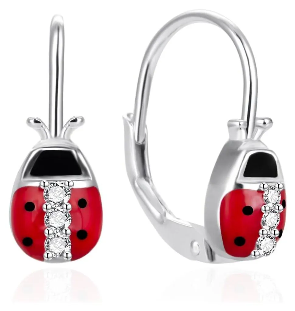Cadeau anniversaire fille : boucles d'oreilles coccinelle argent 925