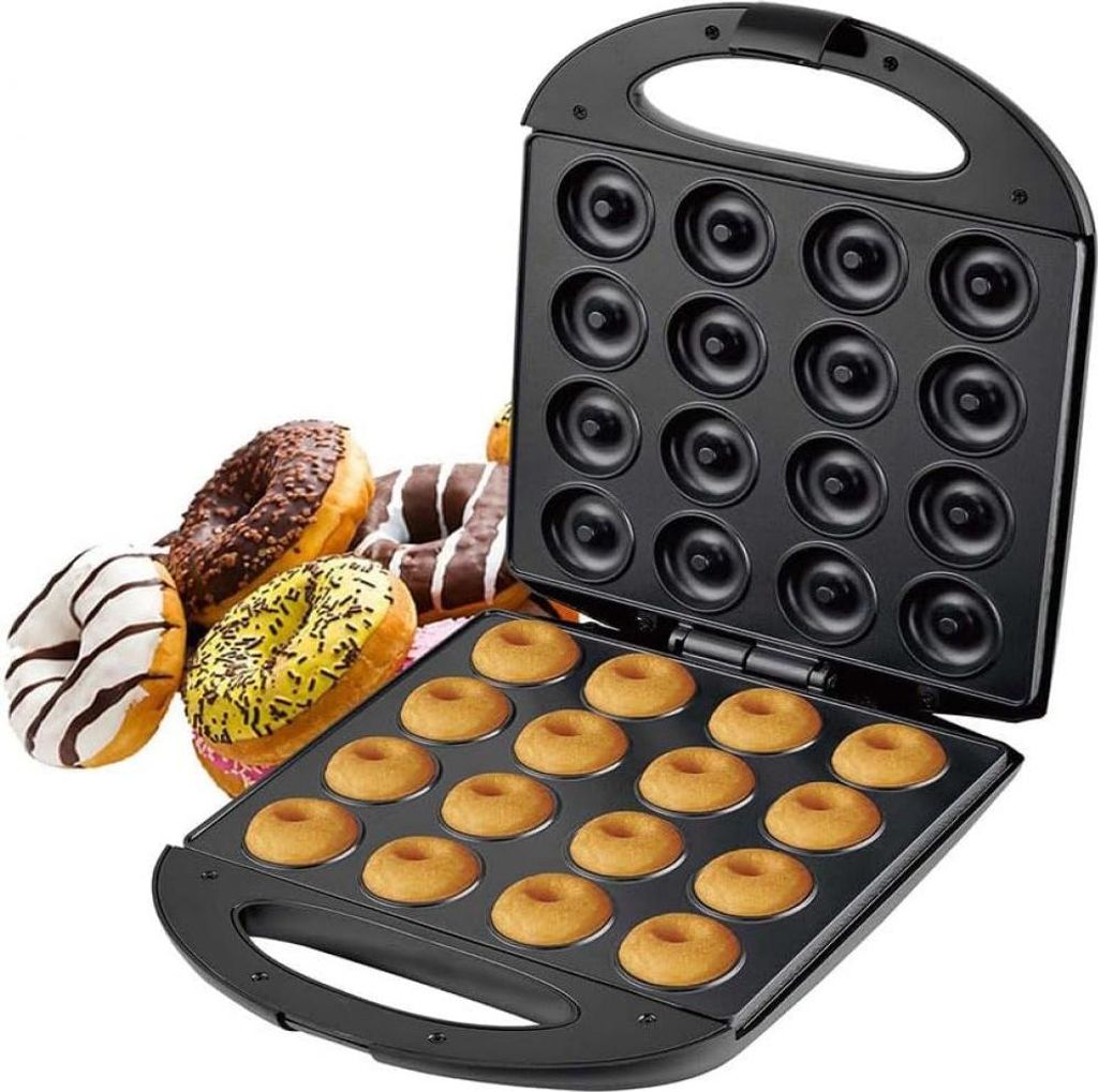 Mini-Donut-Maker, 16-Loch-Donut-Maker, 1400 W Antihaft-Donut-Maker für die Zubereitung von 16 Donuts für Zuhause und unterwegs